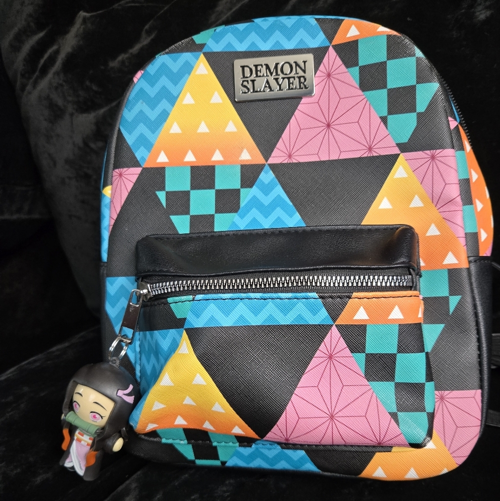 Demon Slayer Geometric Backpack with Keychain